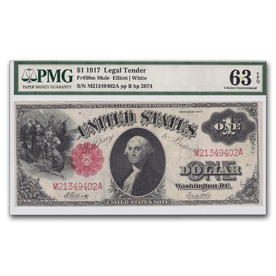 1917 $1.00 Legal Tender George Washington CU-63 EPQ PMG 1917 $1.00 Legal Tender George Washington CU-63 EPQ PMG